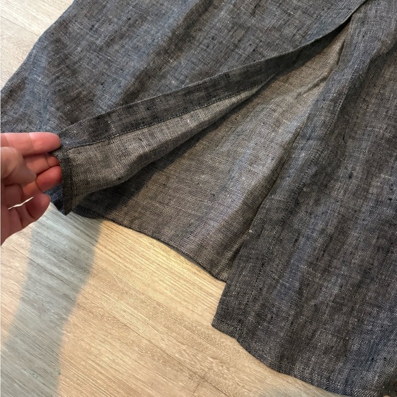 Flax by Jeanne Engelhart Gray Herringbone linen floor length Skirt small - Picture 2 of 7